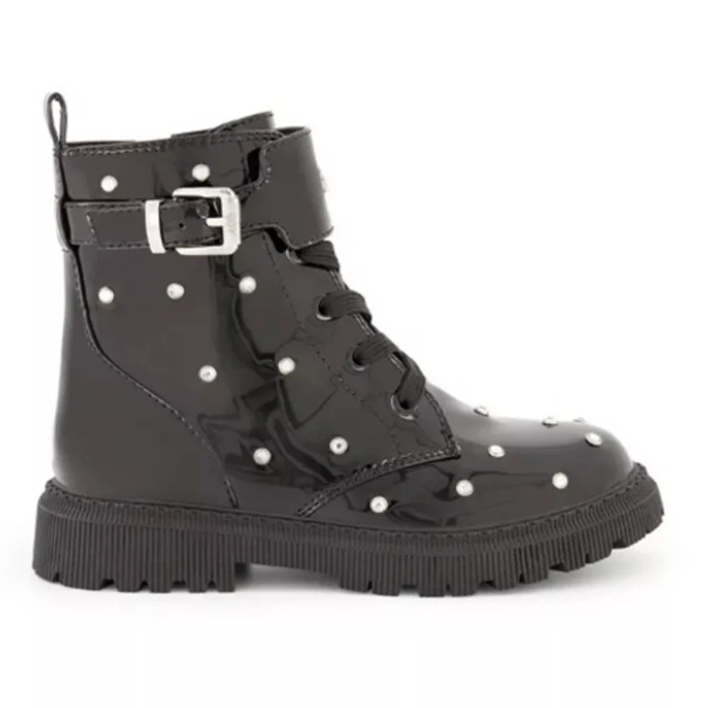 DKNY Big Girls Black Ava Dila Moto Side‎ Zipper Boots NIB Size 5